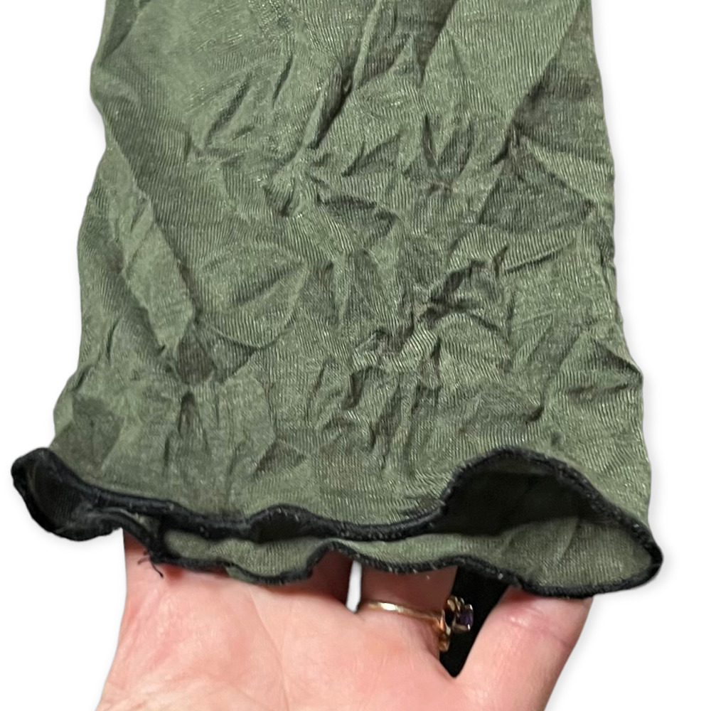 Vintage Lee Andersen Olive Green Rayon Blend Scoop Neck Crinkle Dress Size M - Picture 6 of 16